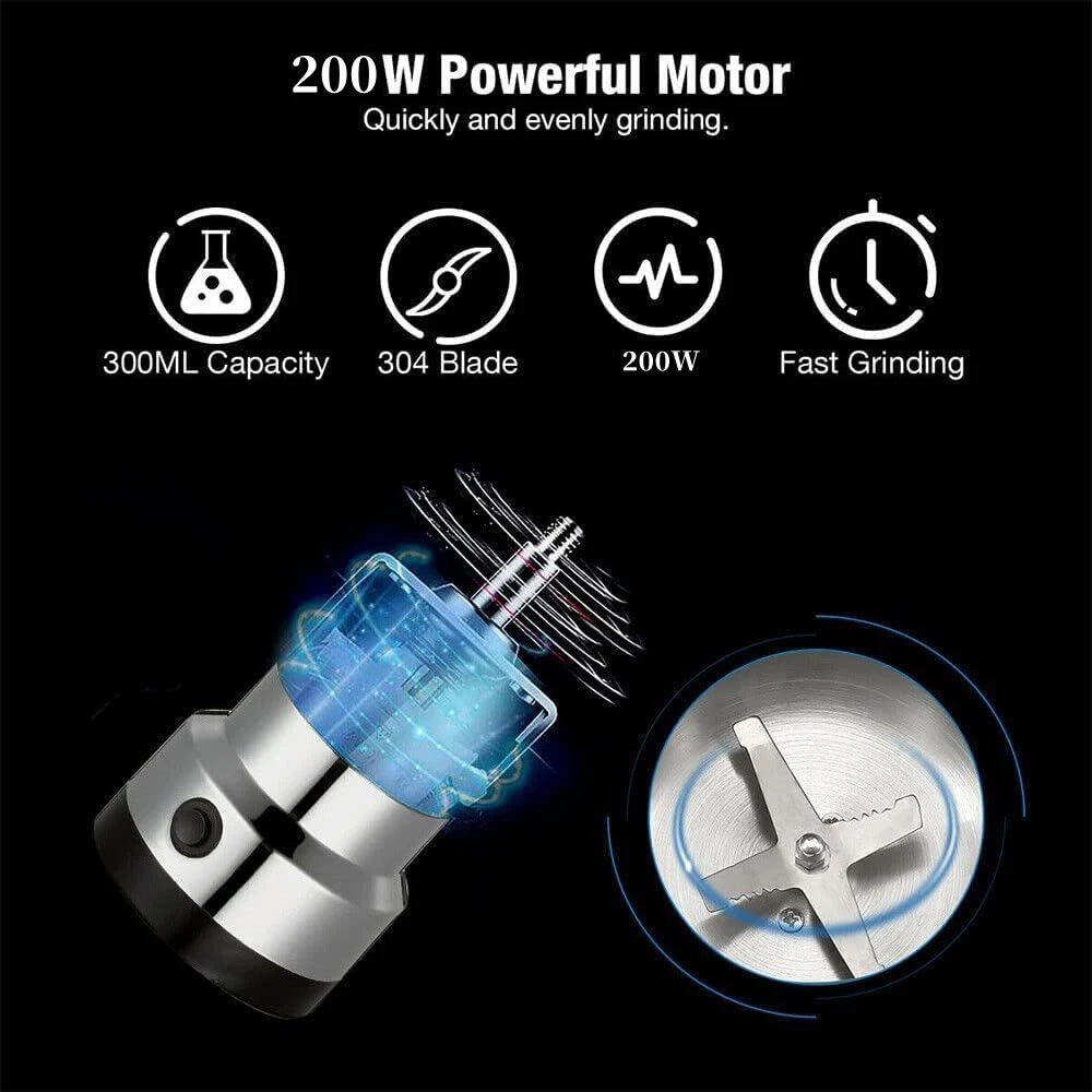 Multifunctional 4-Blade Electric Coffee & Spice Grinder – 50–300ml