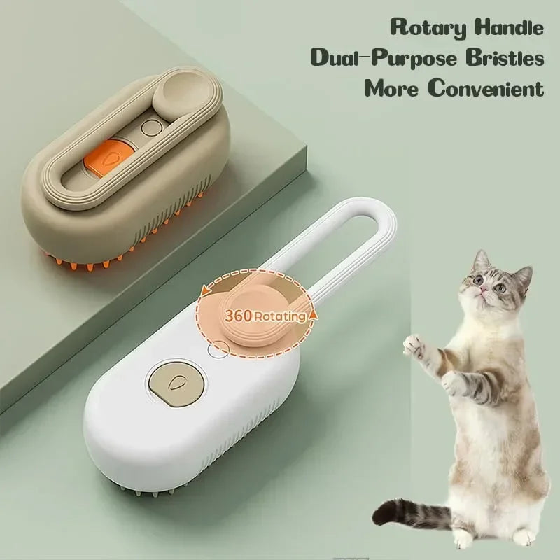 Electric Steamy Brush for Cat and Dog, Steam Brush, Electric Sprayer for Massage, Pet Grooming Tool, Shedding Combs, 3 in 1