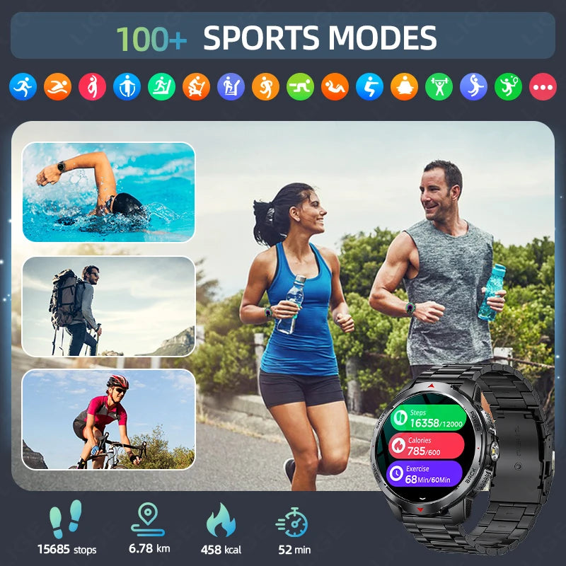 LIGE 1100mAh Battery Smart Watches For Man Outdoor Sport LED Flashlight Compass Men’s Smartwatch Bluetooth Call Men 2026 Watches