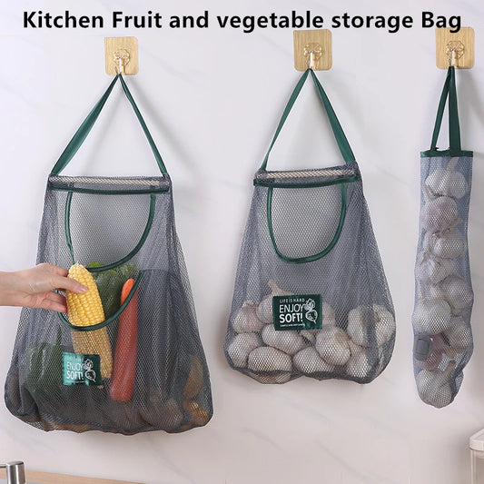 Reusable Kitchen Hanging Mesh Storage Bag – Fruit, Vegetable & Garlic Net Bag