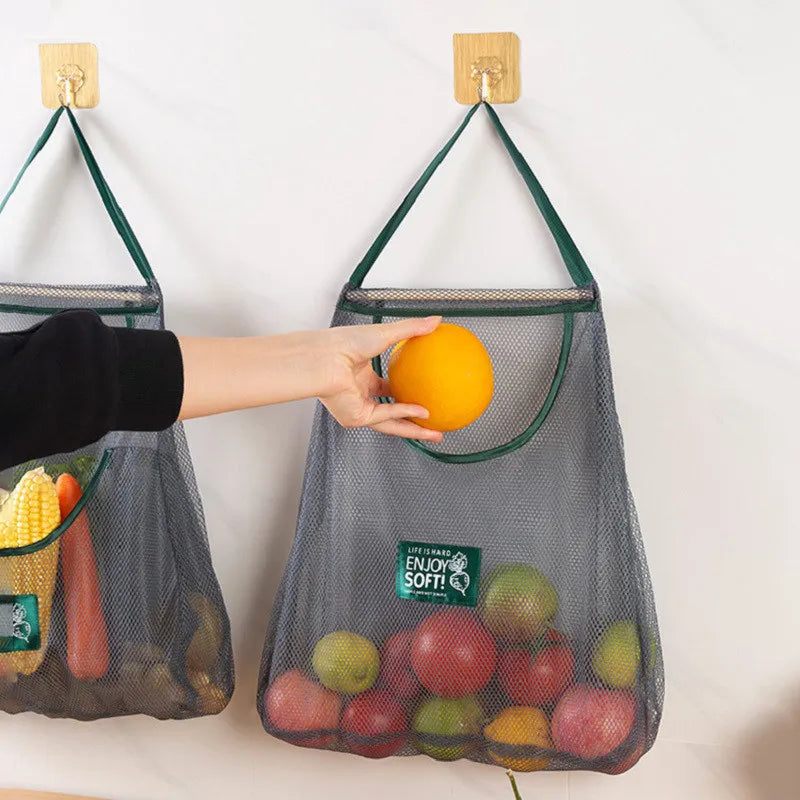 Reusable Kitchen Hanging Mesh Storage Bag – Fruit, Vegetable & Garlic Net Bag