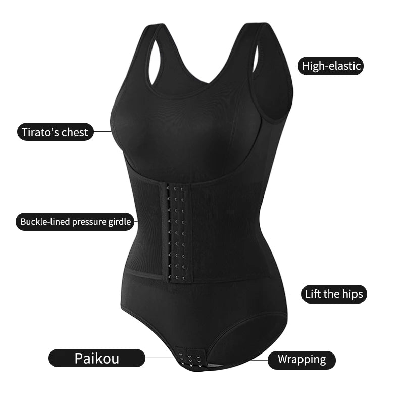 Double-Breasted Tummy Control Bodysuit – Postpartum Slimming Waist Trainer Corset