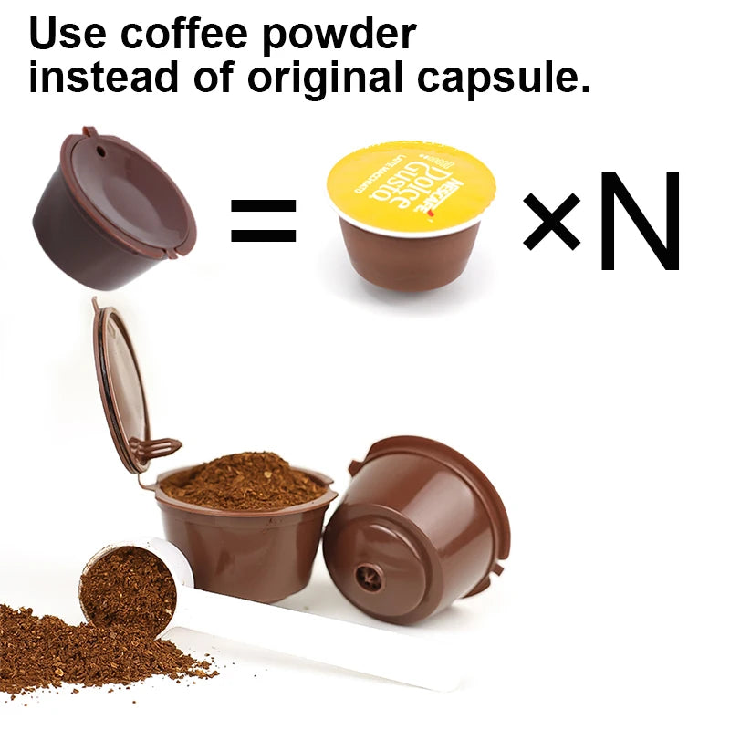 Reusable Dolce Gusto Coffee Capsule Filters – Set of 3 with Spoon & Brush