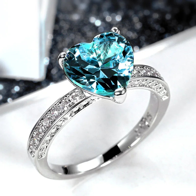Huitan Luxury AAA Pink CZ Heart Engagement Ring – Proposal Gift for Women
