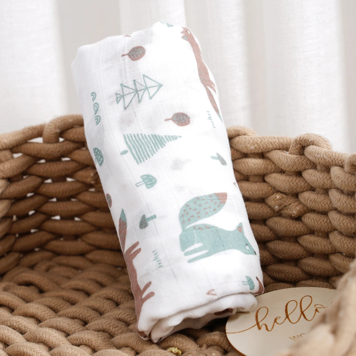 120x110cm Bamboo Cotton Baby Muslin Swaddle Blanket Cute Soft Print Baby Towel Wrap