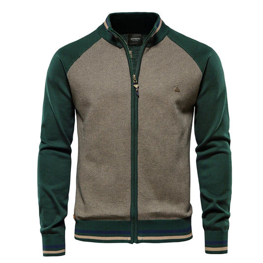 AIOPESON Spliced Cardigan Men's Sweater – High Quality Cotton Streetwear