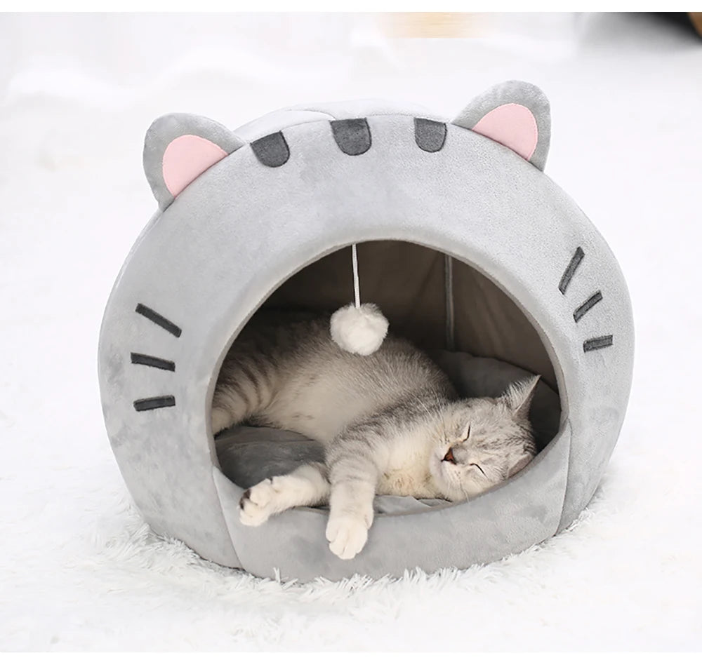 Super Cat Bed Warm Pet House Kitten Cave Cushion Cat House Warm Sleeping Dog Basket Tent Small Dog Mat Supplies Bed For Cats