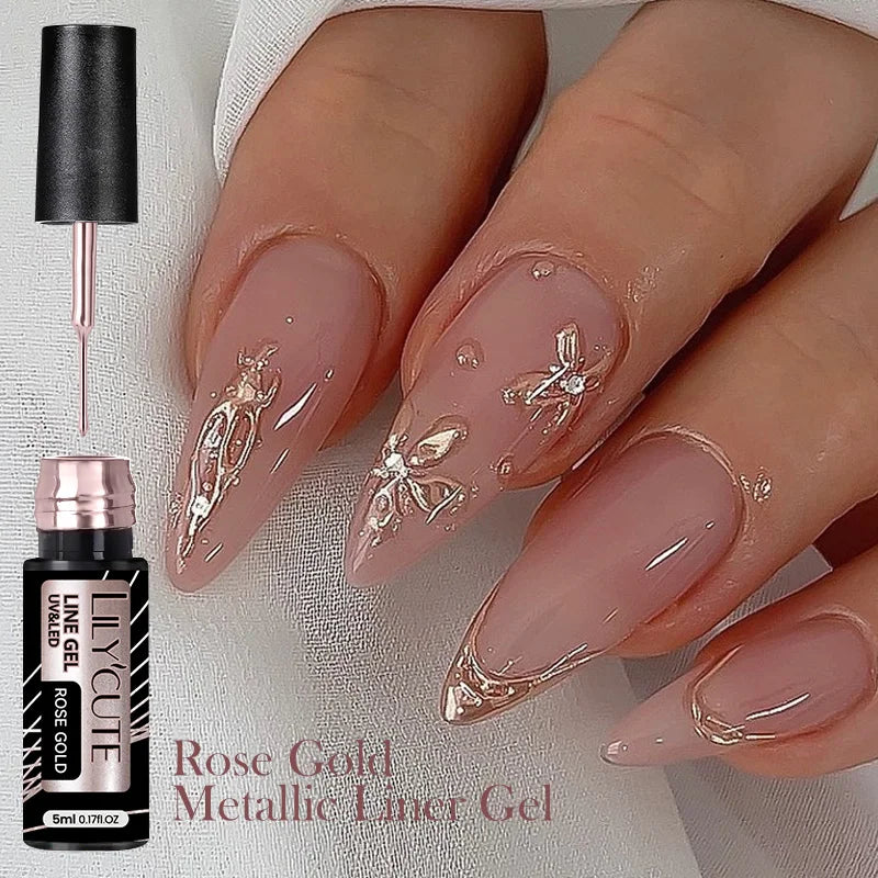 Silver Metallic Gel Nail Polish Liner – Super Bright Mirror Pull Line Art Pen