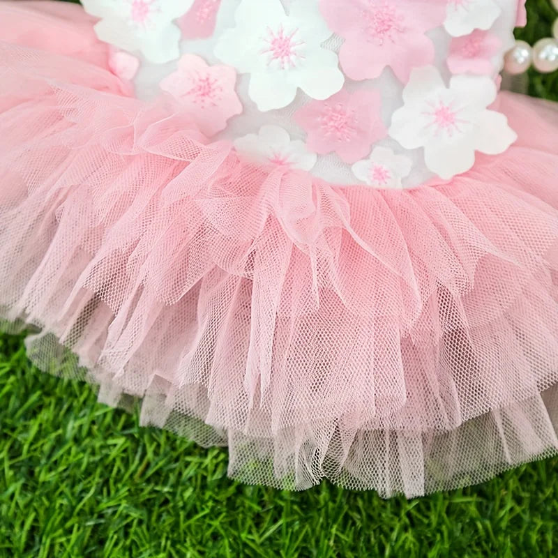 Floral Princess Dog Dress, Flower Puppy Apparel For Mini To Medium Dogs, Breathable And Soft, Perfect For Outings