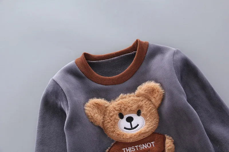 New Children's Warm Three-Piece Girl's Cute Hooded Set Autumn Winter Boy's Fashion Casual Comfortable Suit 12M-4 Years Old