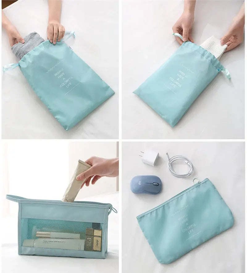 10/7 Pcs Set Travel Organizer Storage Bags Suitcase Packing Cubes Cases Portable Wardrobe Luggage Clothes Shoe Pouch Fold