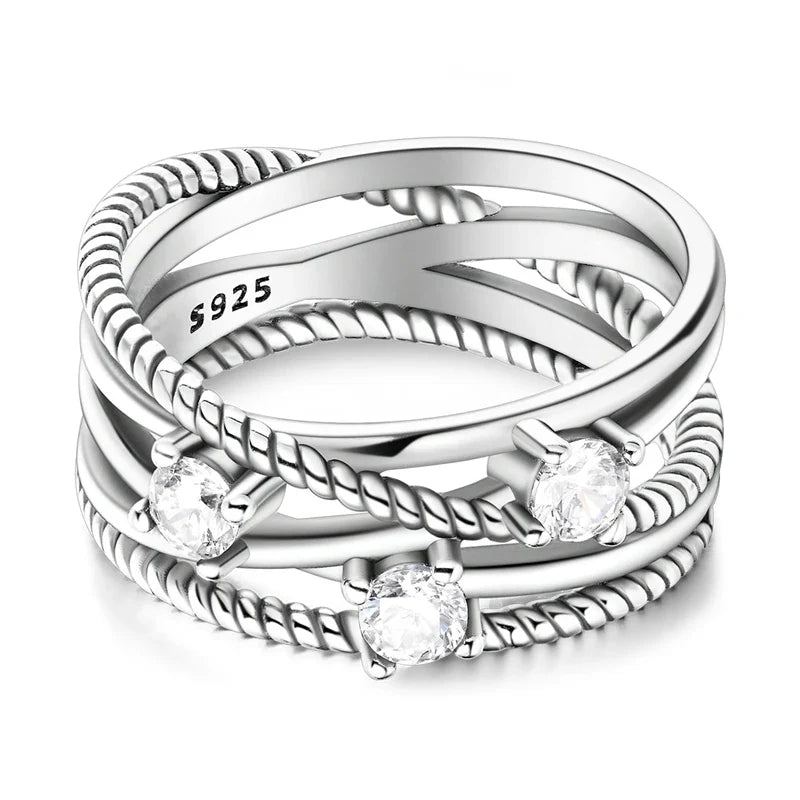 925 Silver Zircon Star Geometric Ring – Romantic Engagement Jewelry
