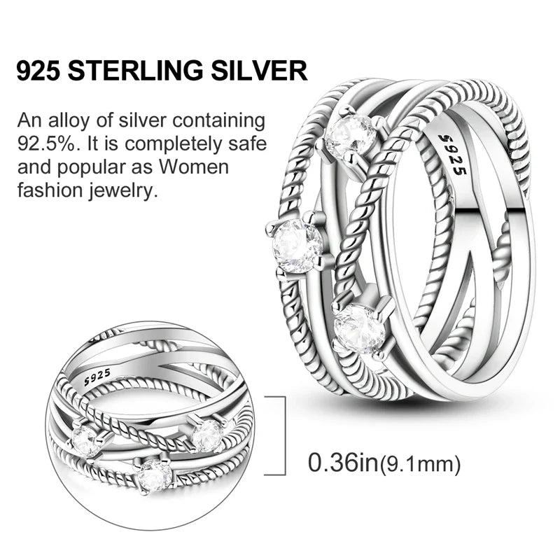 925 Silver Zircon Star Geometric Ring – Romantic Engagement Jewelry