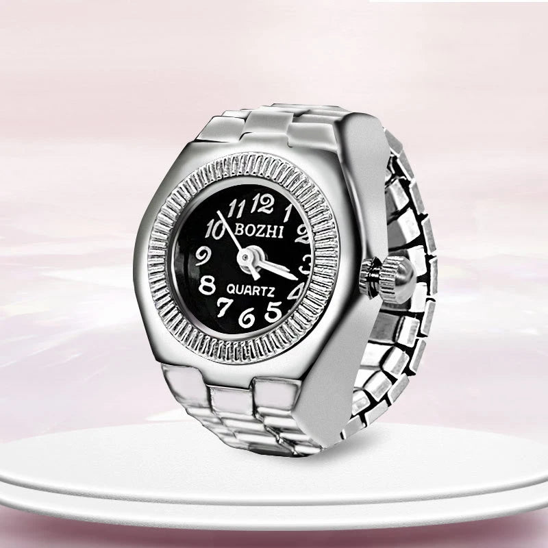 Vintage Y2K Finger Watch Rings for Women Men Elastic Stretchy Roman Quartz Mini Watches Rings Punk anillos Gift