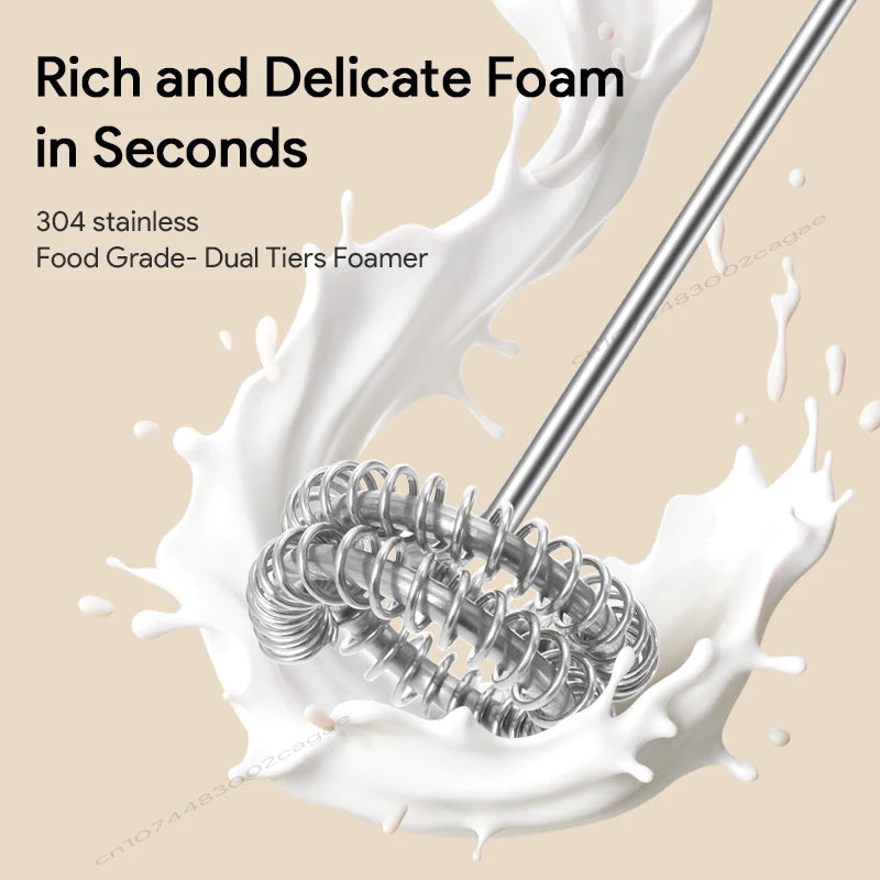 Wireless USB-C Electric Milk Frother – Handheld Stainless Steel Coffee Whisk