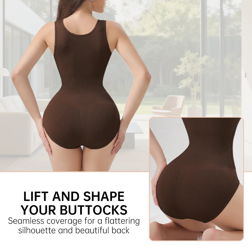 Women's Zippered Bodysuit Shapewear – Tummy Control Waist Trainer Corset Top