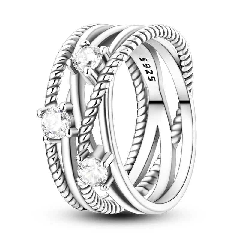 925 Silver Zircon Star Geometric Ring – Romantic Engagement Jewelry