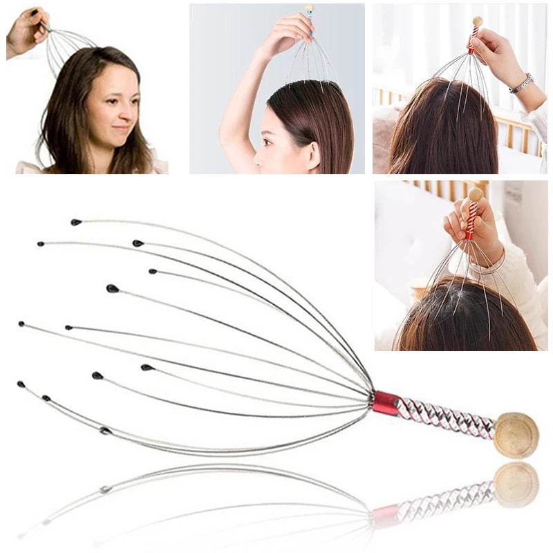 Octopus Head Scalp Massager – Stainless Steel Stress Relief Brain Scratcher