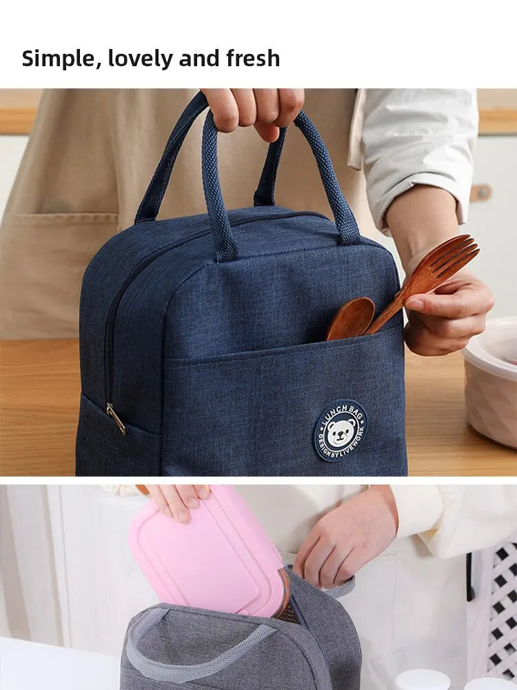 Insulated Lunch Bag Women Kids Cooler Bag Thermal Bag Portable Ice Pack Tote Canvas Food Container Food Picnic Bags