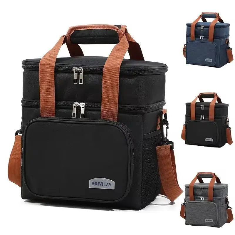 ✰✪1pc Insulated Lunch Bag, Large Capacity Double-layer Insulated Tote Bag, Suitable For Picnics, School And Work.