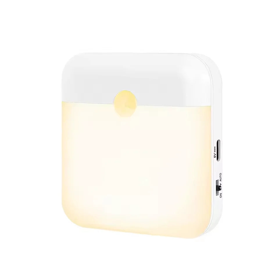 PIR Motion Sensor LED Night Light USB Rechargeable Withswitch Night Lamp for Bedroom Kitchen Cabinet Light Wireless Closet Light
