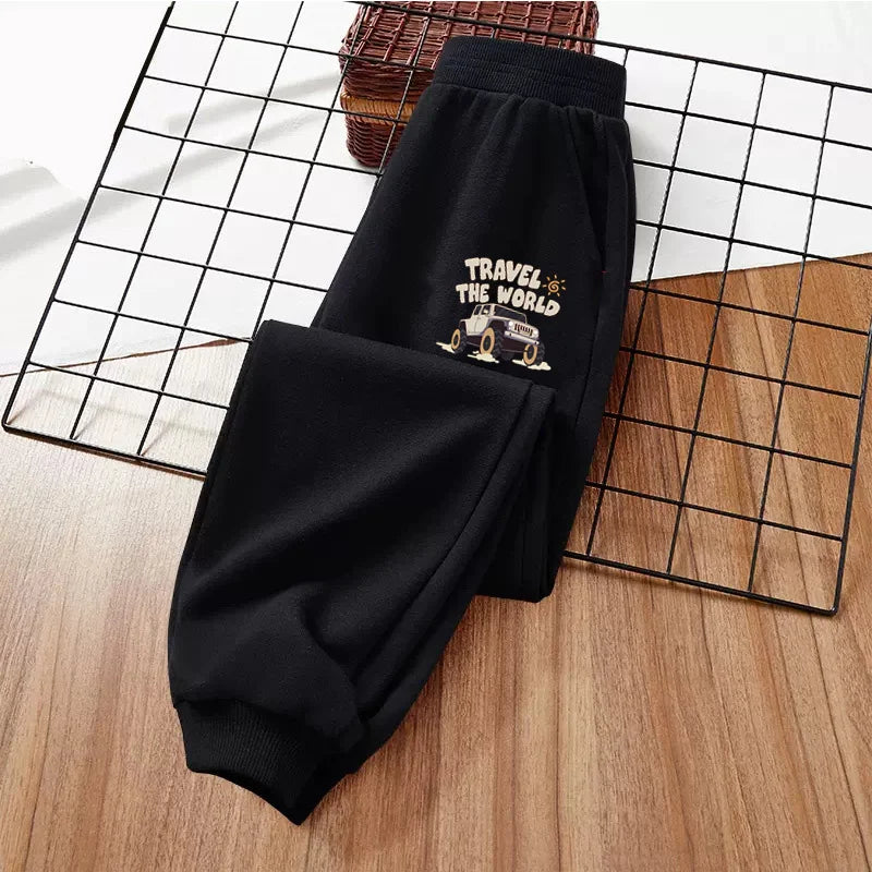 Monster Truck Sports Trousers for Little Boys SUV Car Cartoon Long Pants Children Cotton Sweetpants 3-14T GSKC1