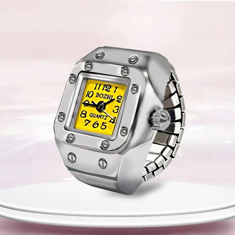 Vintage Y2K Finger Watch Rings for Women Men Elastic Stretchy Roman Quartz Mini Watches Rings Punk anillos Gift