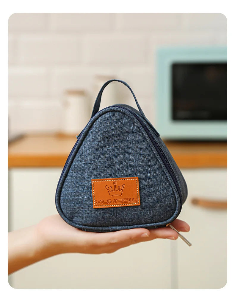 Triangle Portable Breakfast Insulation Bag Aluminum Foil Lunch Bag Mini Rice Vegetable Roll Outdoor Picnic Lunch Box