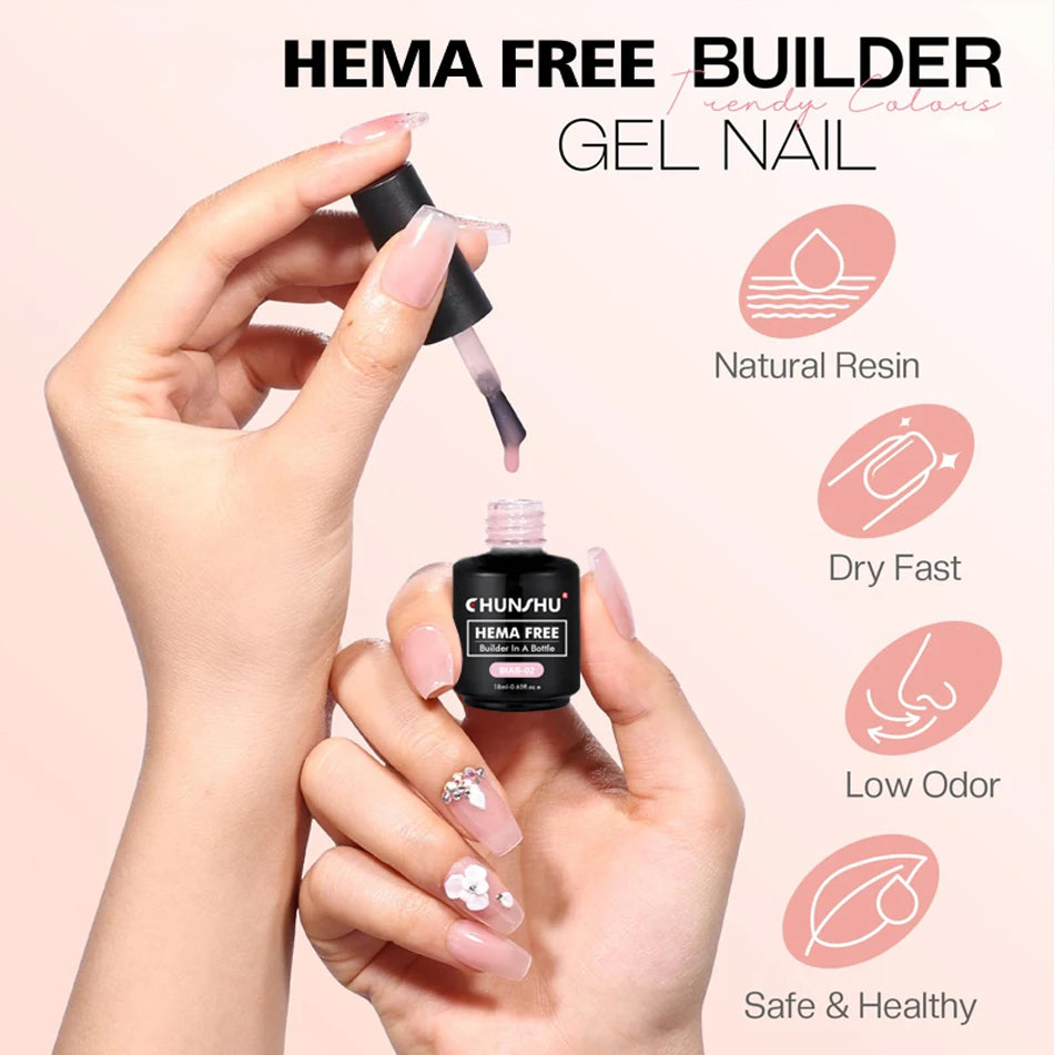 CHUNSHU Hema FREE Construction UV Gel 18ml Builder Nail Gel In A Bottle Semi Permanent Thick Rubber Base Gel Extension Nails Art