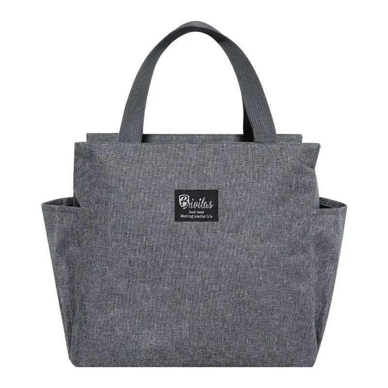 Insulated Lunch Bag with Side Pockets – Beverage & Bento Storage Tote