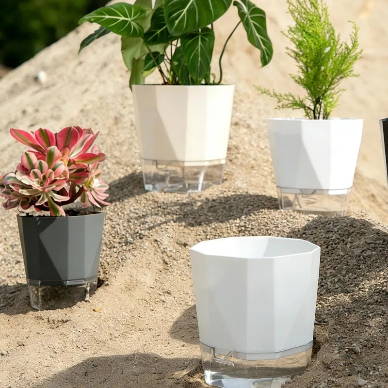 Self-Watering Plant Pot with Clear Reservoir – Breathable Indoor Planter