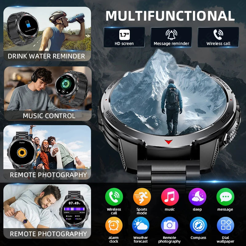LIGE 1100mAh Battery Smart Watches For Man Outdoor Sport LED Flashlight Compass Men’s Smartwatch Bluetooth Call Men 2026 Watches