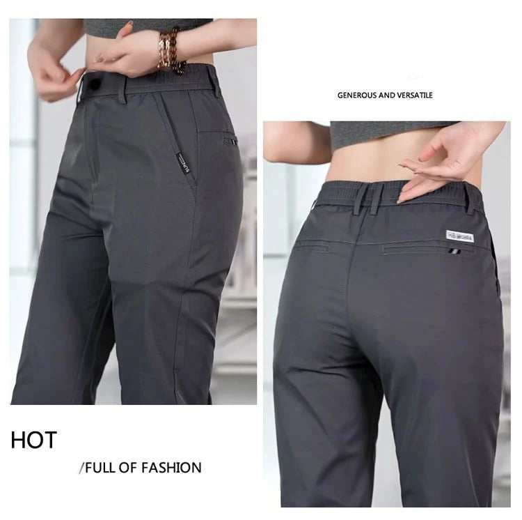 2026 Men's Ice Silk Straight Leg Thin Breathable Casual Pants Summer Business Long Trousers Fashionable Versatile Lightweight