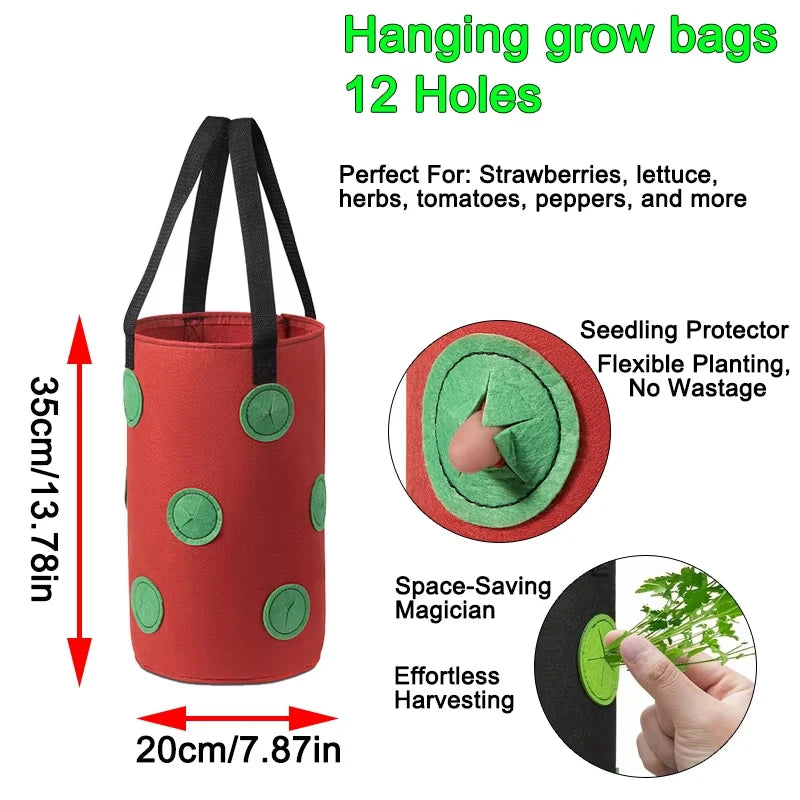 Hanging Grow Bags for Strawberries Tomatoes Hanging Planting Grow Bag Vertical Garden  Strawberry Planter Pot Aeroponic Tower