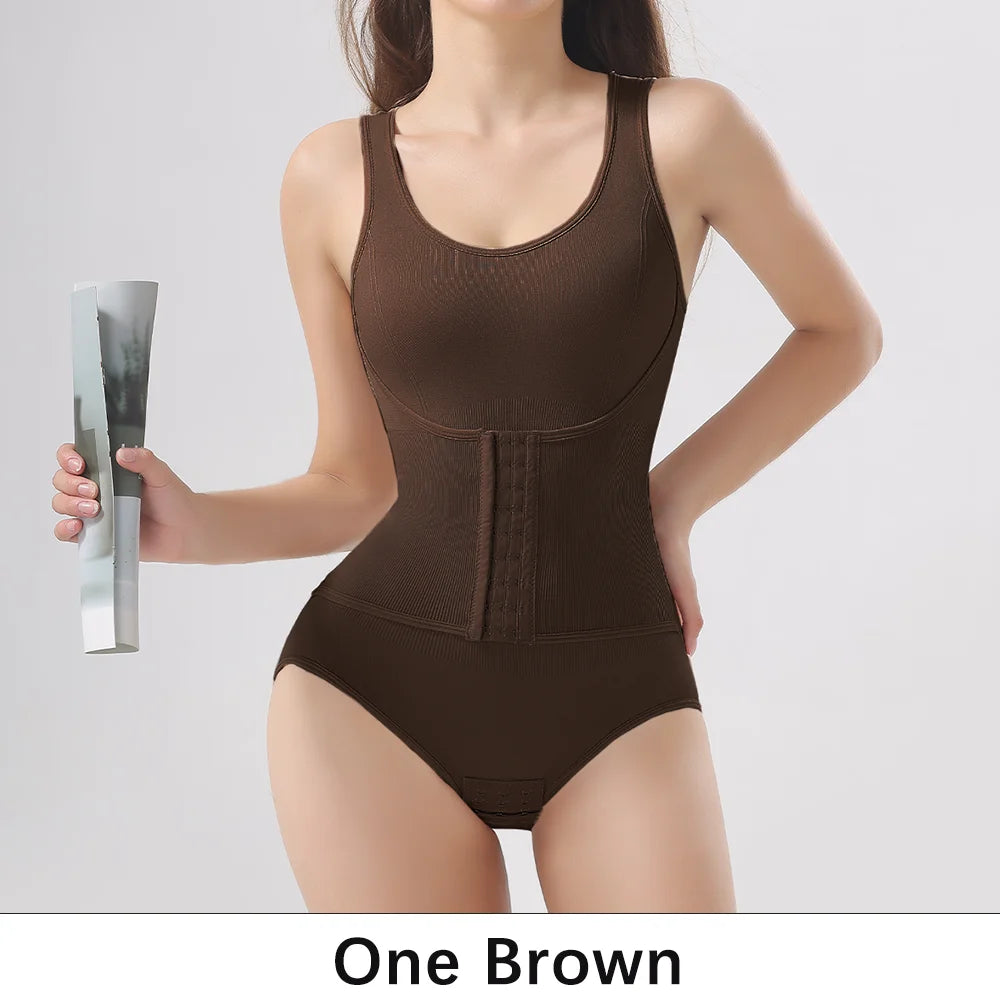 Women's Zippered Bodysuit Shapewear – Tummy Control Waist Trainer Corset Top