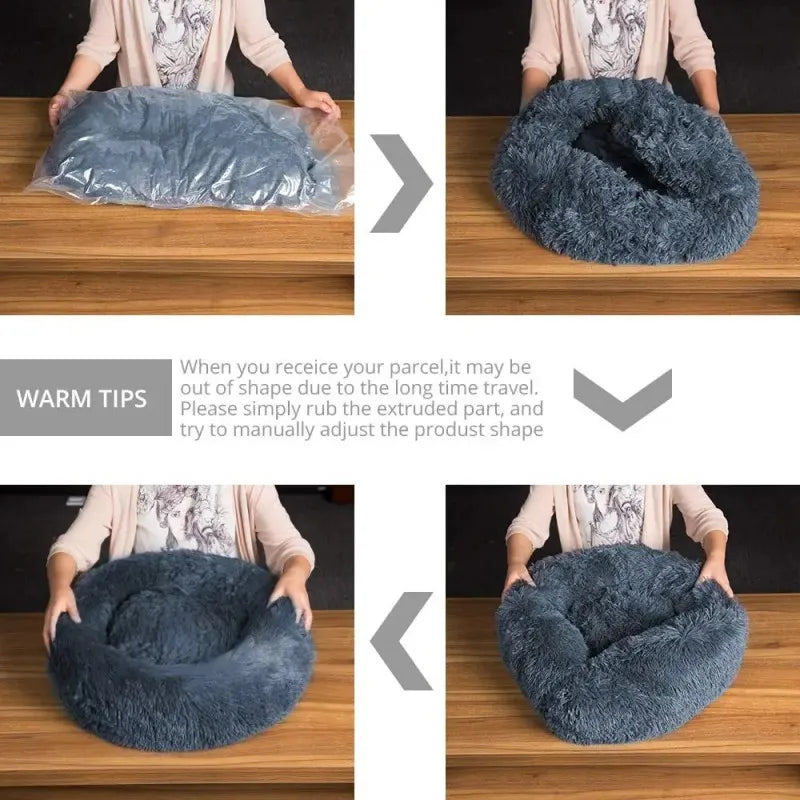 New Cat Dog Bed Super Soft Pet Cat Bed Pet Mattress Plush Washable Calm Donut Bed Comfortable Sleeping Artifact Suitable Winter