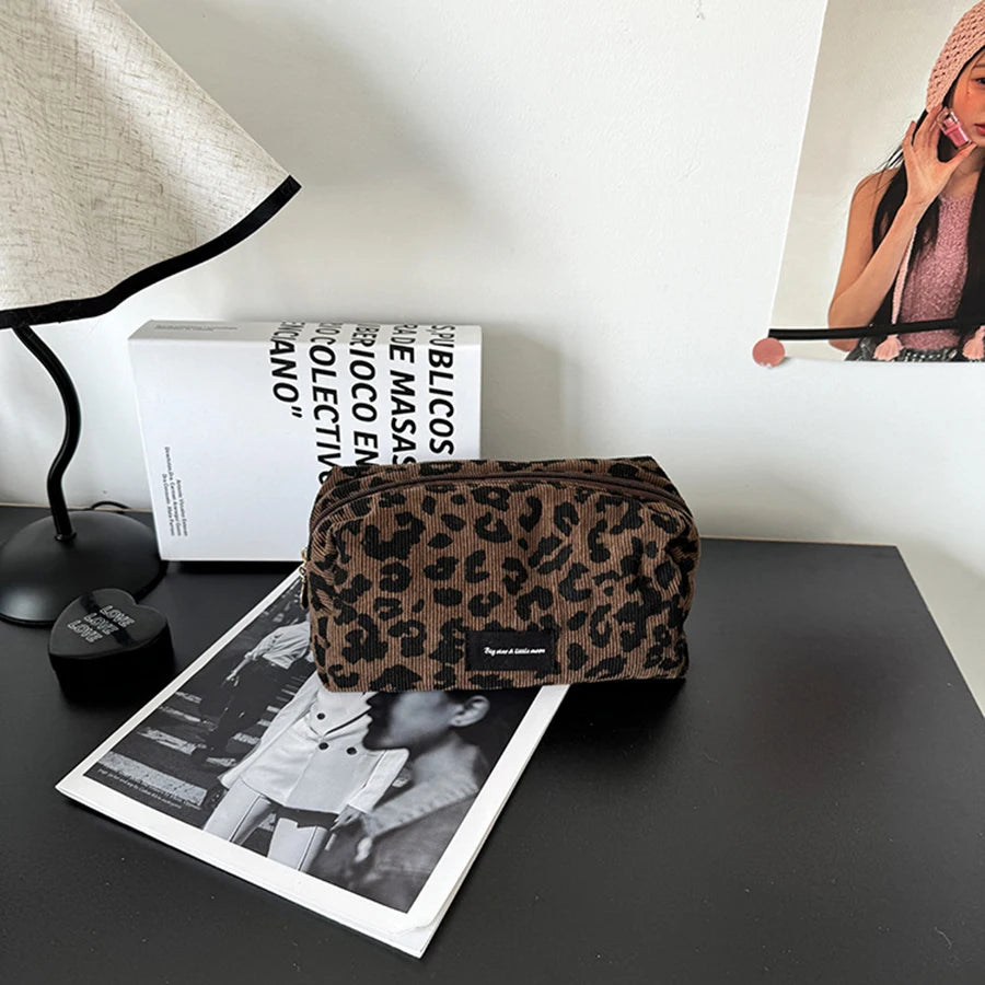 Leopard Print Large Capacity Makeup Bag – Lipstick Organiser Cosmetic Storage Pouch