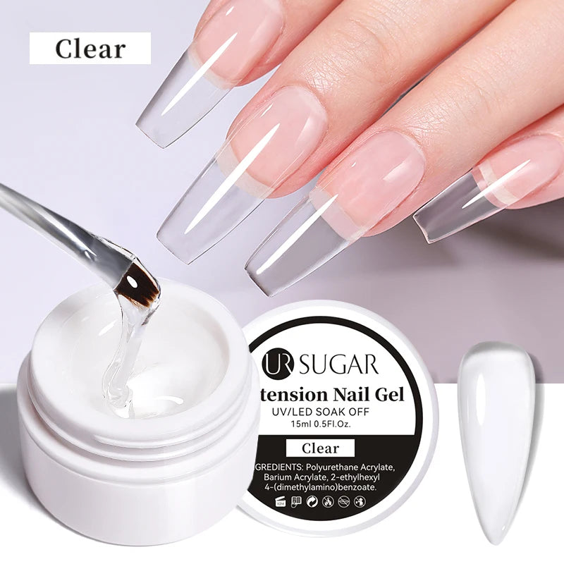UR SUGAR 15ml Box Extension Nail Gel Jelly Pink White Clear UV Gel Hard Gel Extension Gel Nails Finger French Nail Art Manicure