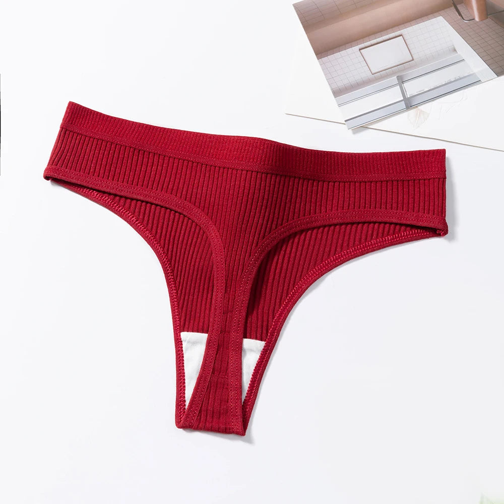 3Pcs/Set Thongs Women's Panties Striped Briefs Girls Solid Color Elastic Underwear Female Sexy Lingeries Hot Comfort G-string