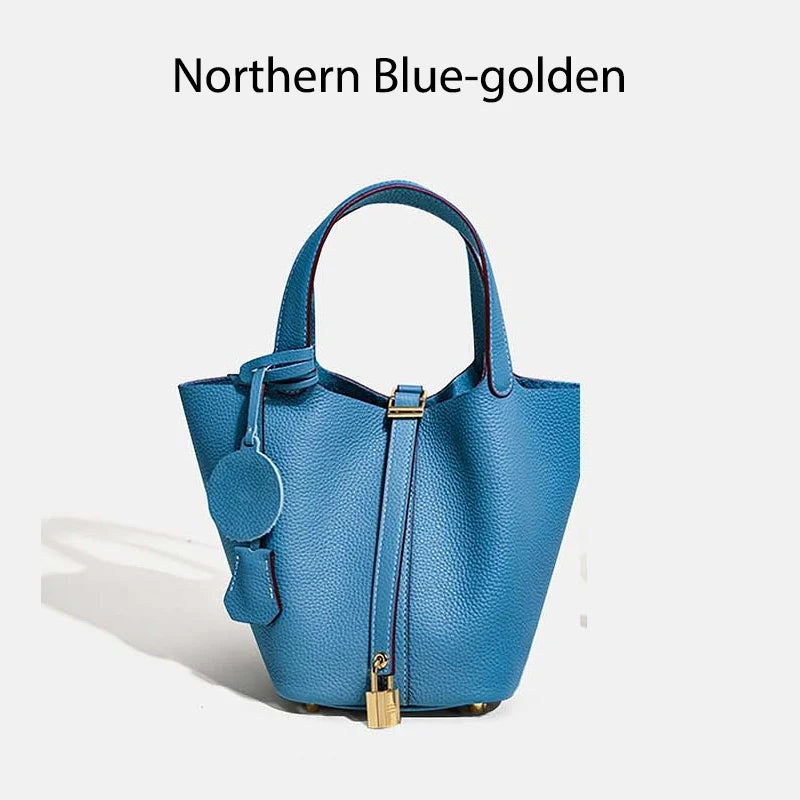 MENDY Genuine Leather Bucket Bag – Premium Large Tote Handbag for Women