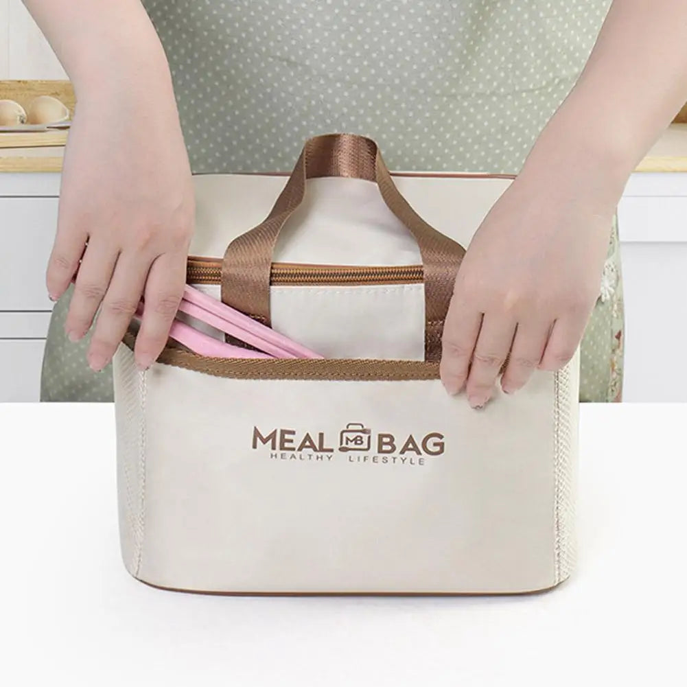 Large Capacity Tote Bento Insulated Lunch Bag Picnic Food Box Storage Ice Cooler Thermal Bag Portable Handheld Insulation Bags