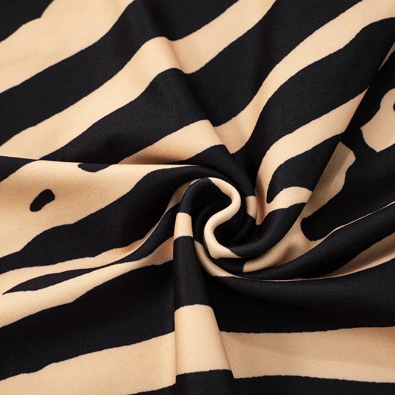 Zebra Striped Strapless Backless Women Mini A Line Dress Outfits Autumn Winter Off Shoulder Sleeveless Bodycon Dresses Vestido