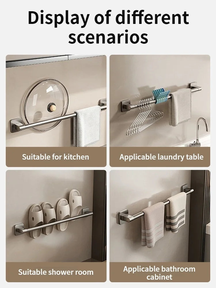 No-Drill Bathroom Towel Bar & Hook Set – Adhesive Wall-Mounted Rack