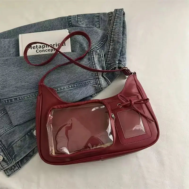 Y2k Harajuku Shoulder Bag Women Korean Transparent Ita Bag School Crossbody Bag Female Japanese Designer Preppy Handbag Purse