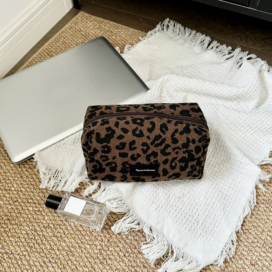 Leopard Print Large Capacity Makeup Bag – Lipstick Organiser Cosmetic Storage Pouch