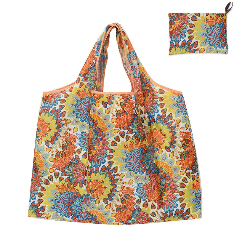 Foldable Waterproof Reusable Shopping Bag – Portable Grocery Shoulder Tote