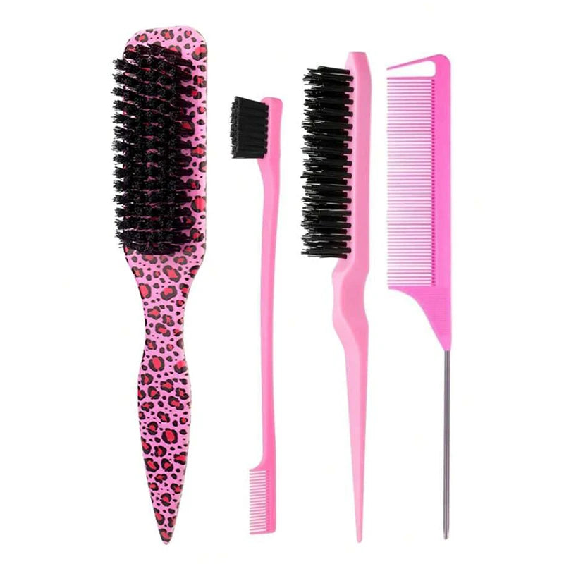 Boar Bristle Slick-Back Hair Brush – Edge Control, Flyaway & Baby Hair Smoother