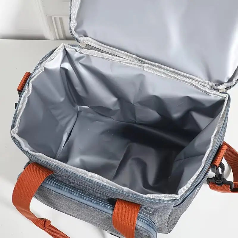 ✰✪1pc Insulated Lunch Bag, Large Capacity Double-layer Insulated Tote Bag, Suitable For Picnics, School And Work.