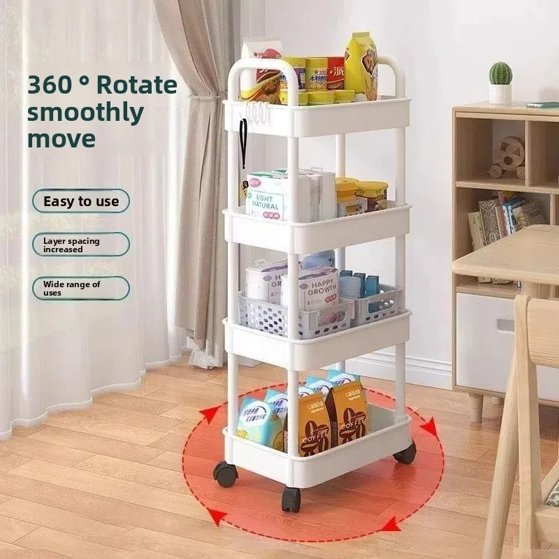 5-Layer Mobile Kitchen Storage Trolley – Floor-Standing Multi-Tier Rack