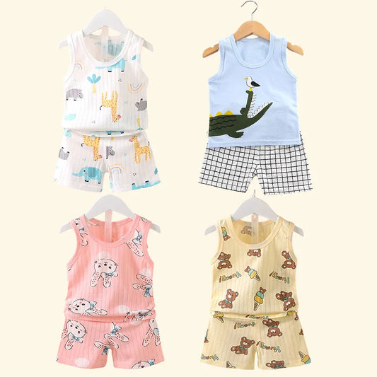 Children's Print Vest & Shorts Set – Breathable Summer Tank Top Outfit